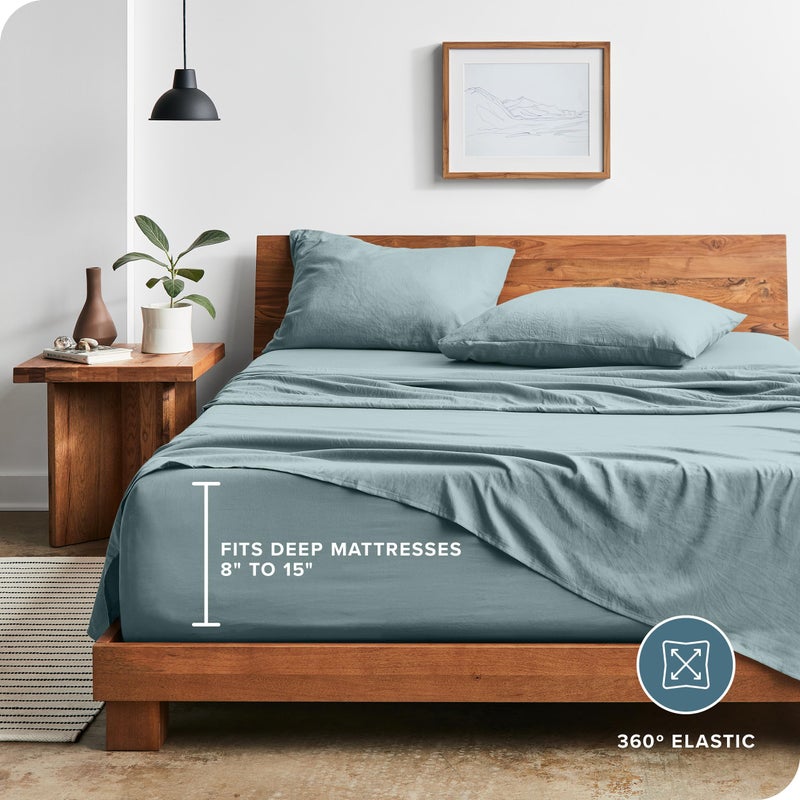 Bare Home Full Sheet Set - Luxury 1800 Ultra-Soft Stonewashed Microfiber - Double Brushed - Deep Pockets - Easy Fit - Breathable Bedding - Sheet Sets & Pillowcases (Full, Sea Spray) - Image 4